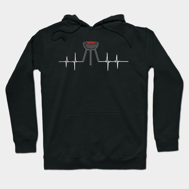 BBQ Passion - Grill Heartbeat EKG Barbecue Hoodie by Shirtbubble